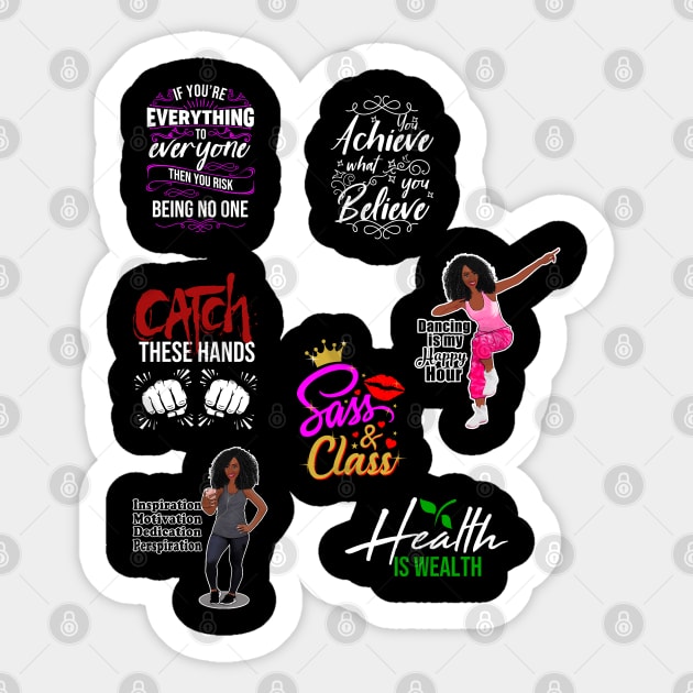 Health is wealth, sass and class, catch these hands gym training sticker Sticker by Melanificent1